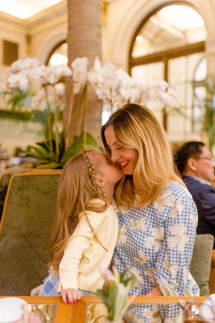 Eva Amurri Martino gets a sweet kiss from her daughter Marlowe at the Plaza Hotel in New York City