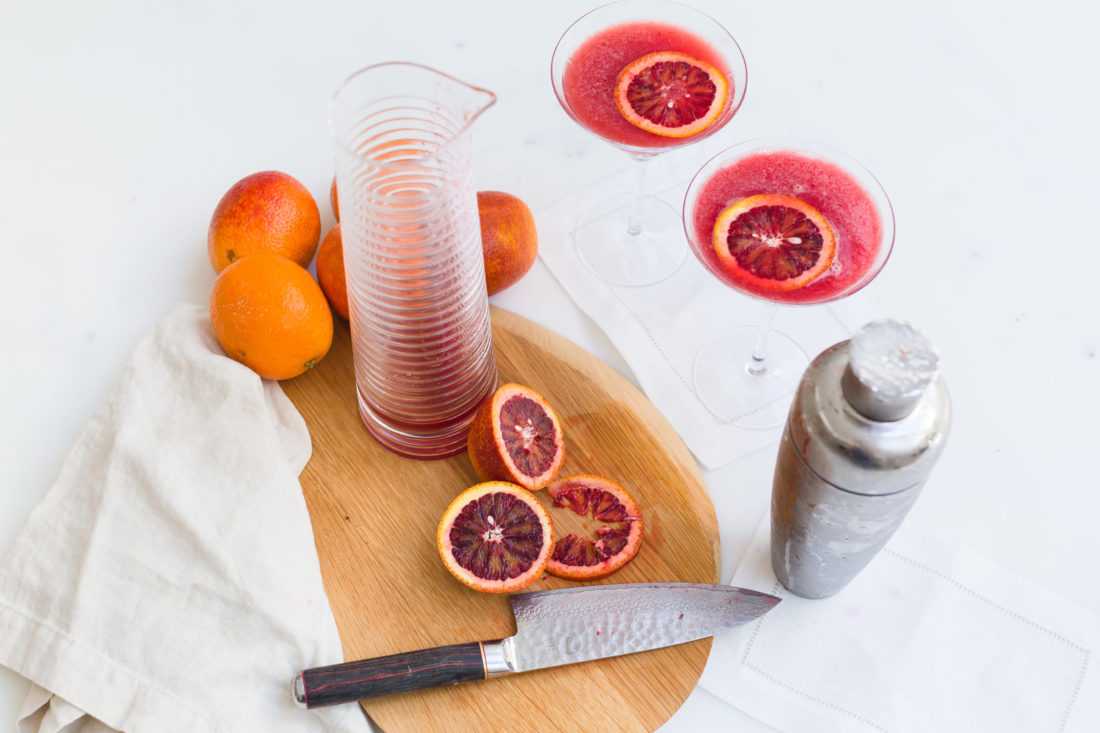 Eva Amurri Martino shares her recipe for blood orange and ginger martinis, and makes them in the kitchen of her Connecticut home