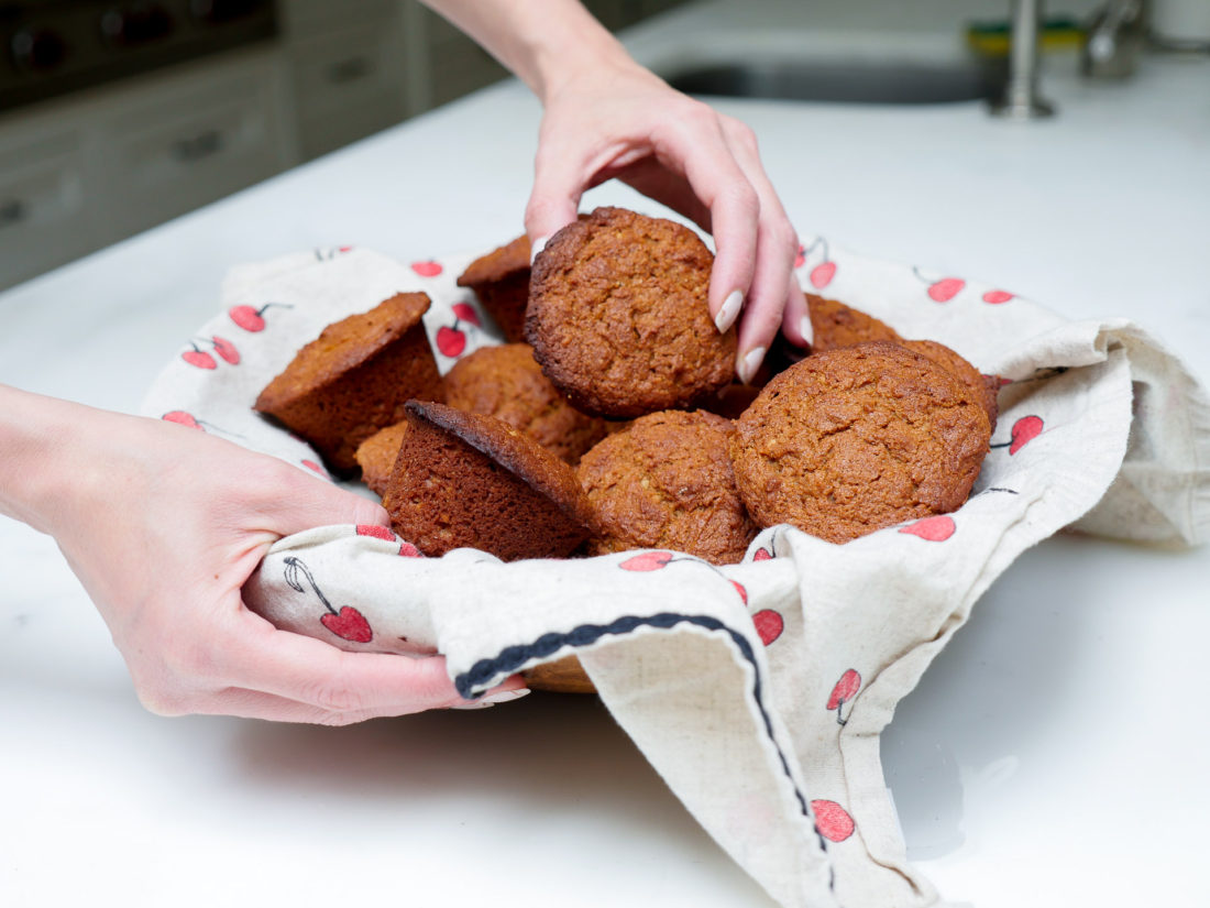 Eva Amurri Martino of lifestyle blog Happily Eva After, shows off her Groaning Cake muffins which are traditionally made while a woman is in labor