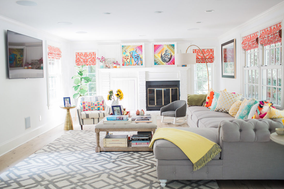 Eva Amurri Martino's colorful family room in her new connecticut home