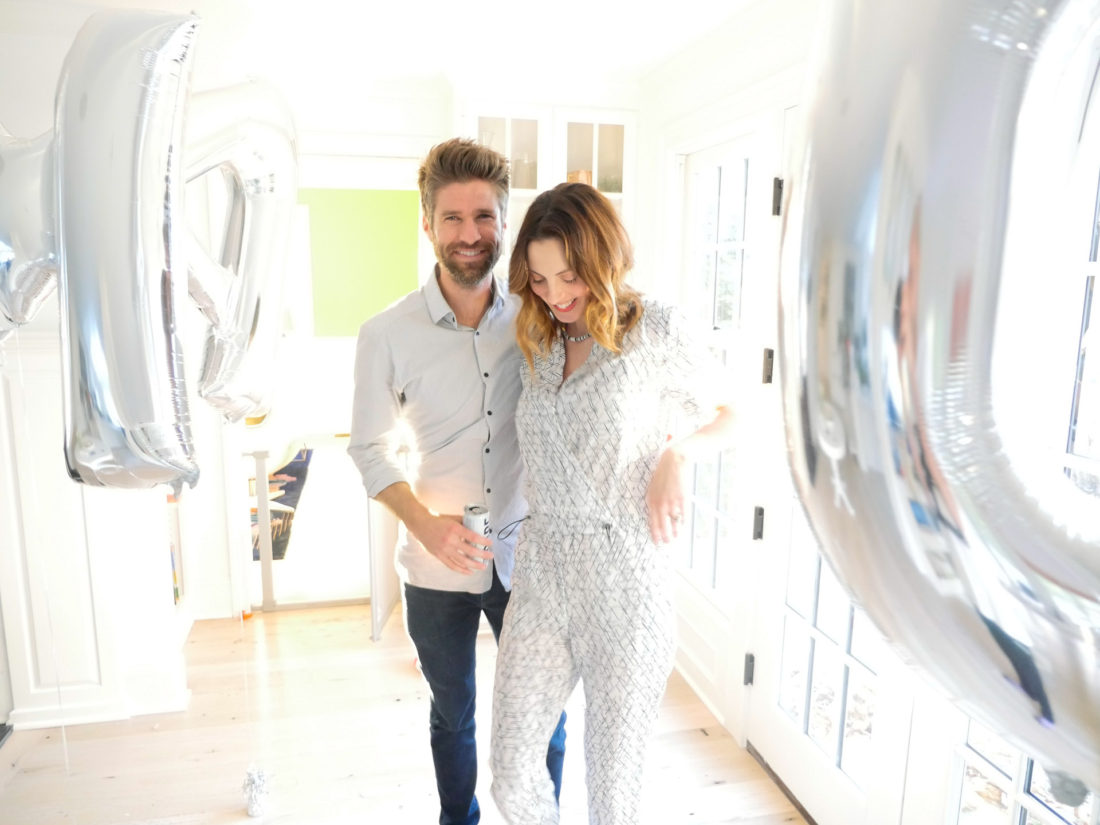 Kyle Martino and Eva Amurri Martino at the Sip and See for their newborn son, Major James