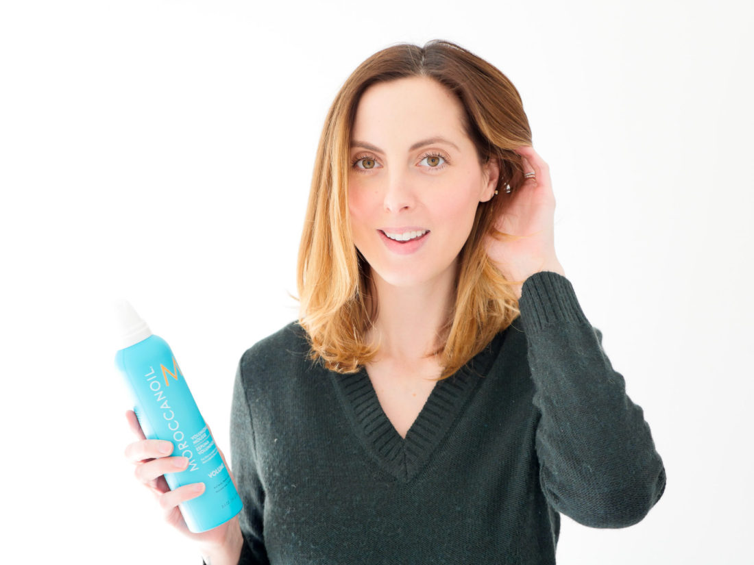 Eva Amurri Martino poses with a soft bouncy blowout and moroccan oil volumizing mousse
