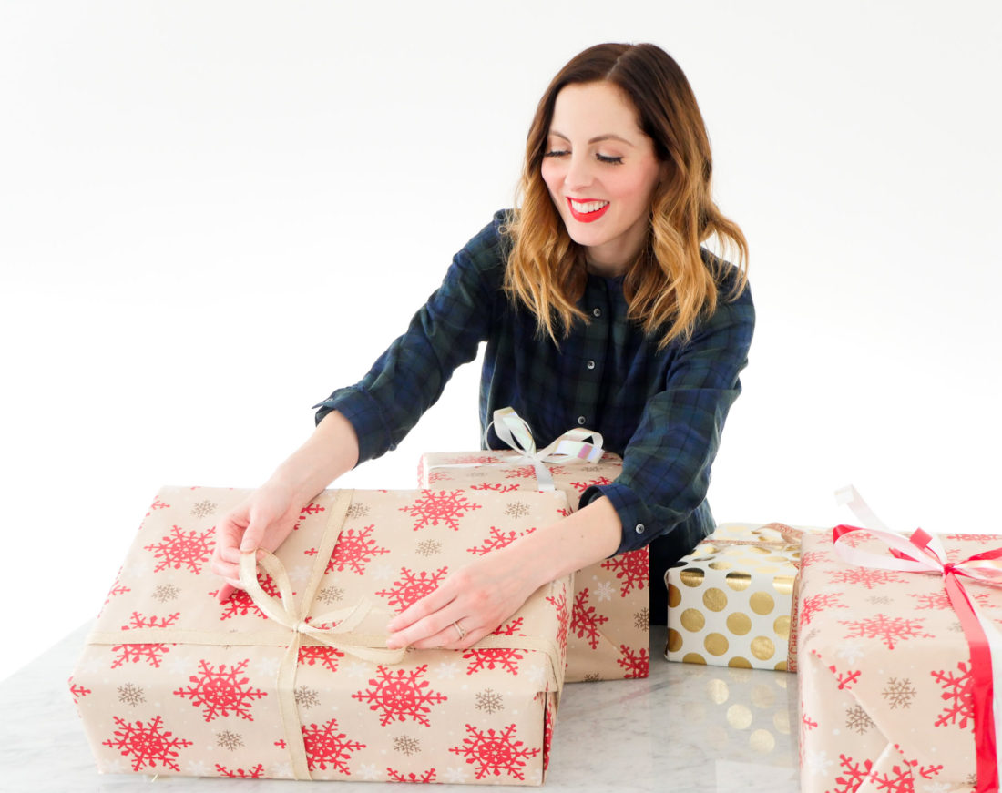 Eva Amurri Martino wraps a selection of gifts from Bed Bath & Beyond to complete her holiday shopping