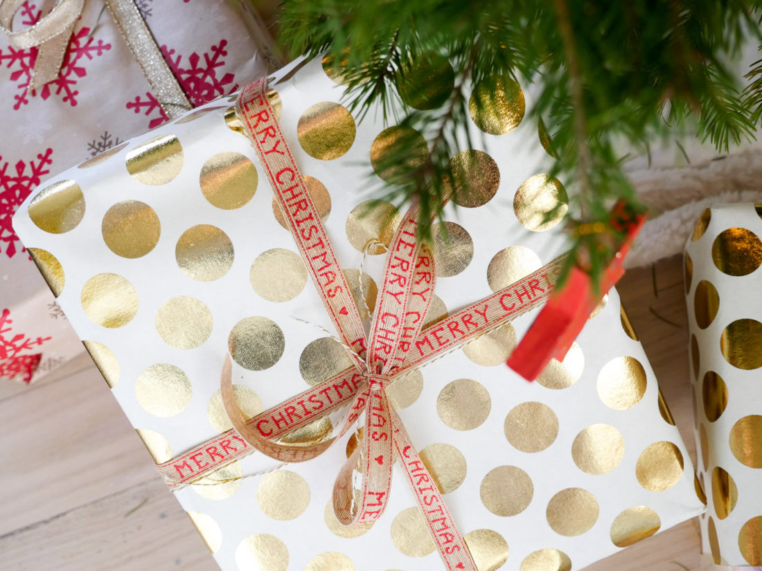 Wrapped gifts under Eva Amurri Martino's christmas tree