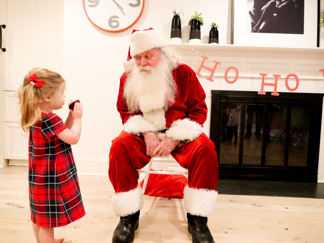 Marlowe Martino meeting Santa Clause at her home in Connecticut