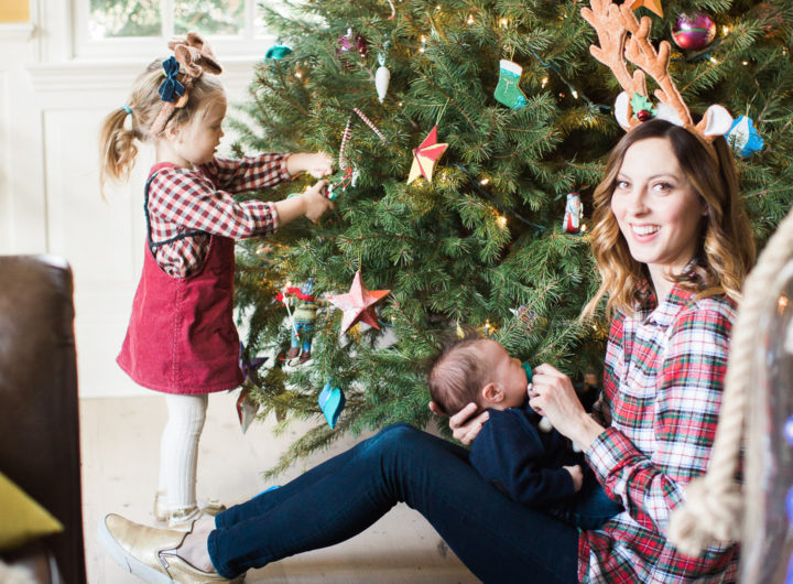 Eva Amurri Martino decorates the tree with children Marlowe and Major in her Connecticut home