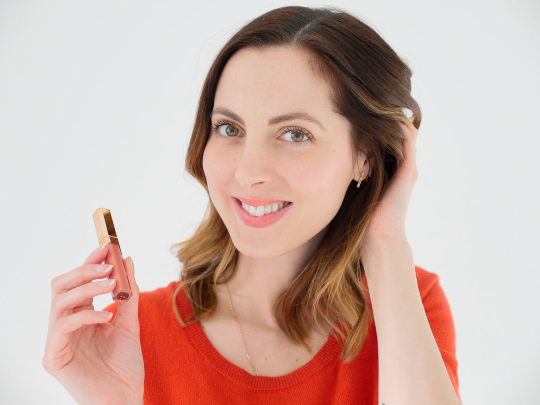 Eva Amurri Martino showcases a nude lip gloss as part of her monthly beauty picks for February