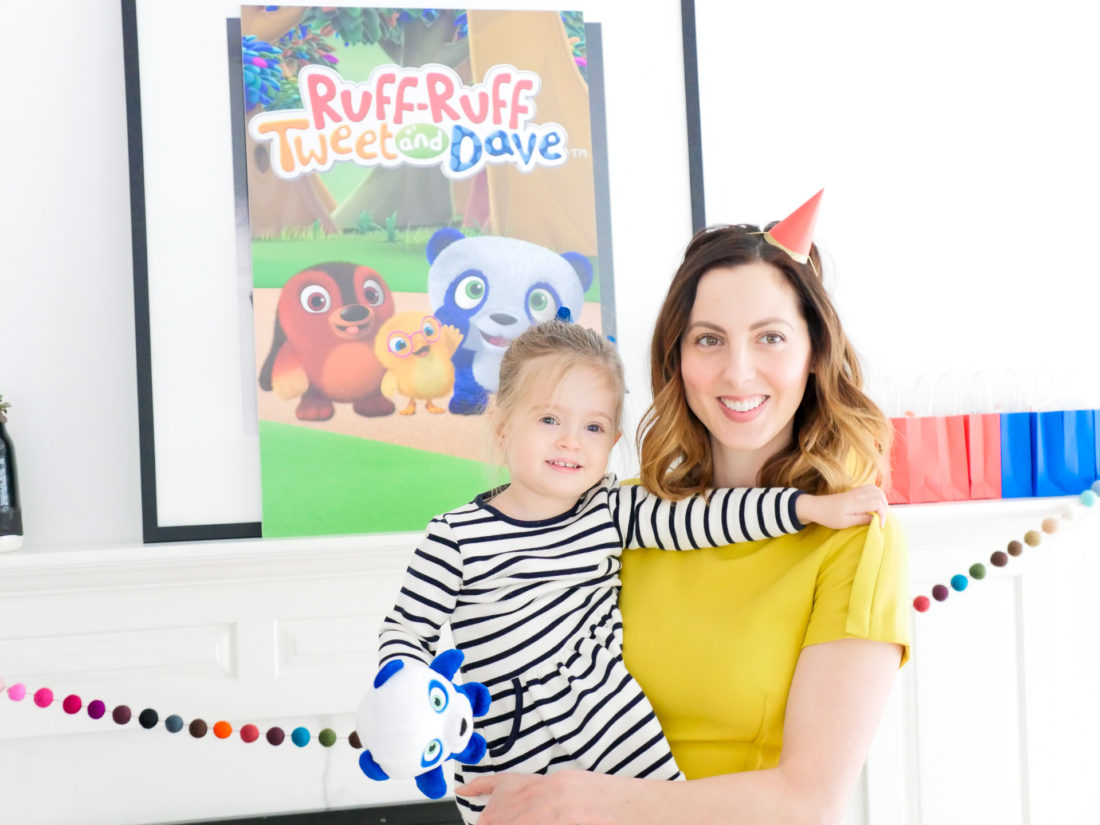 Eva Amurri Martino and daughter Marlowe Martino get ready to celebrate at their Ruff-Ruff, Tweet and Dave season premiere viewing party