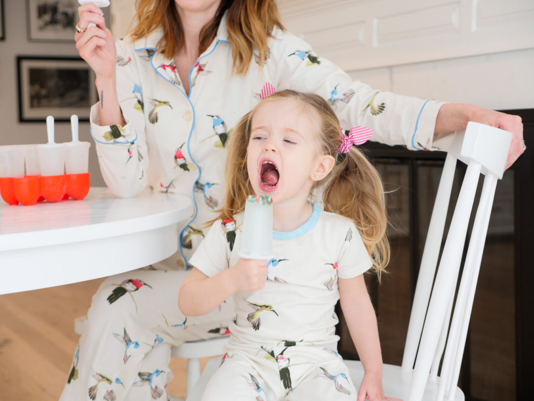 Marlowe Martino eats a popsicle in her pajamas