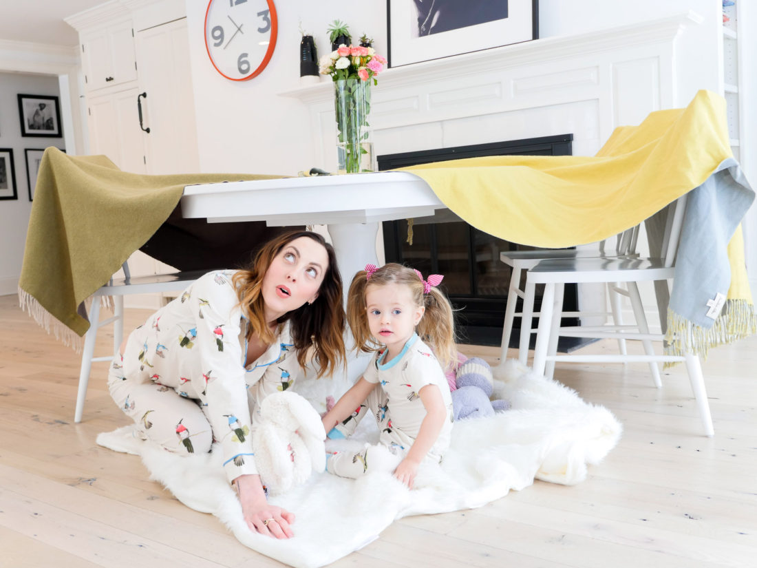 Eva Amurri Martino and Marlowe Martino hide out in their fort underneath the kitchen table