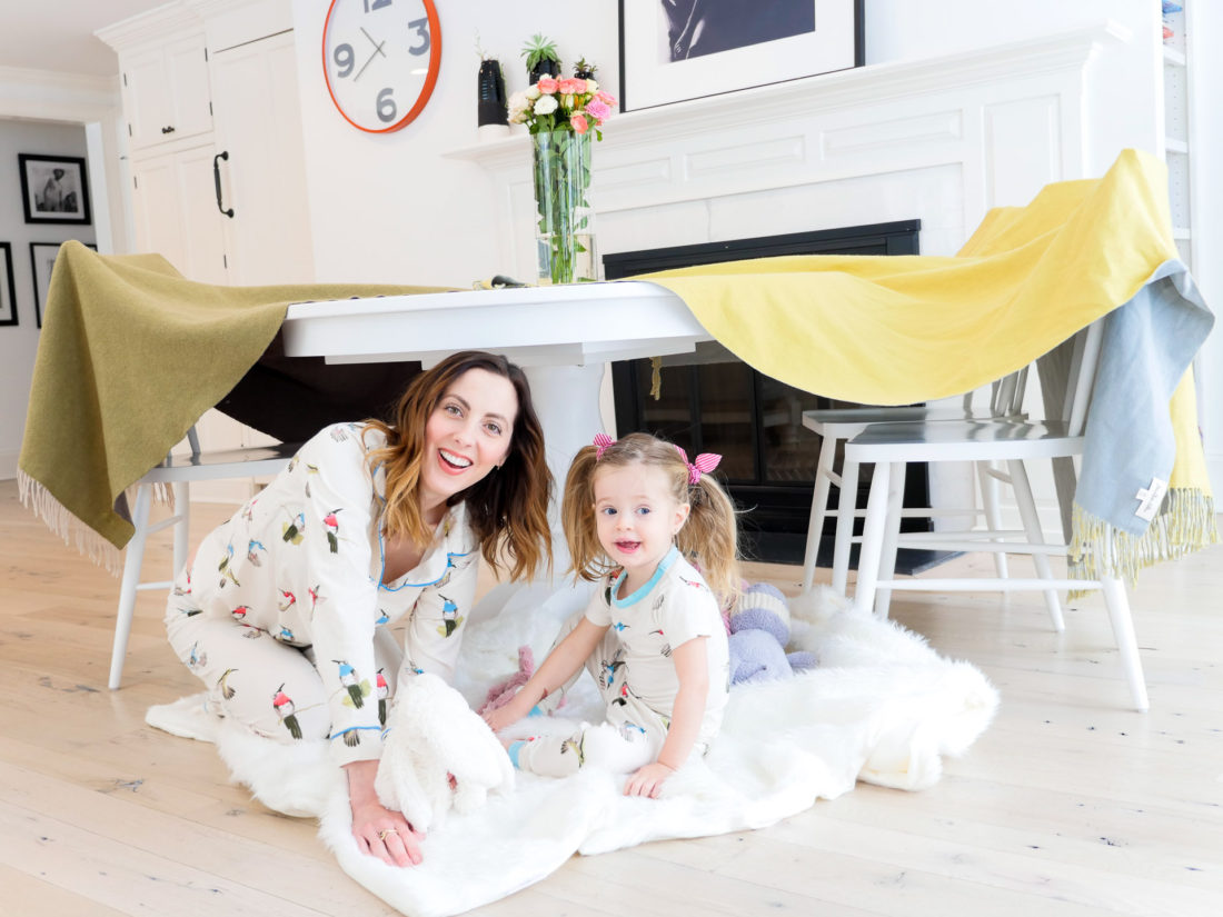 Eva Amurri Martino and Marlowe Martino hide out in their fort underneath the kitchen table