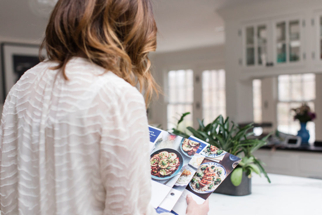 Eva Amurri Martio cooks a Blue Apron meal in the kitchen of her Connecticut home