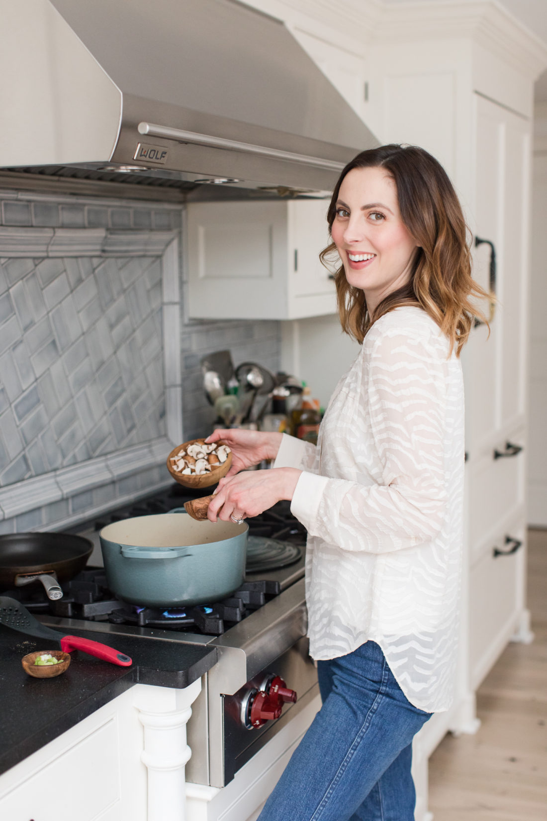 Eva Amurri Martino makes a stew in the kitchen of her Connecticut home