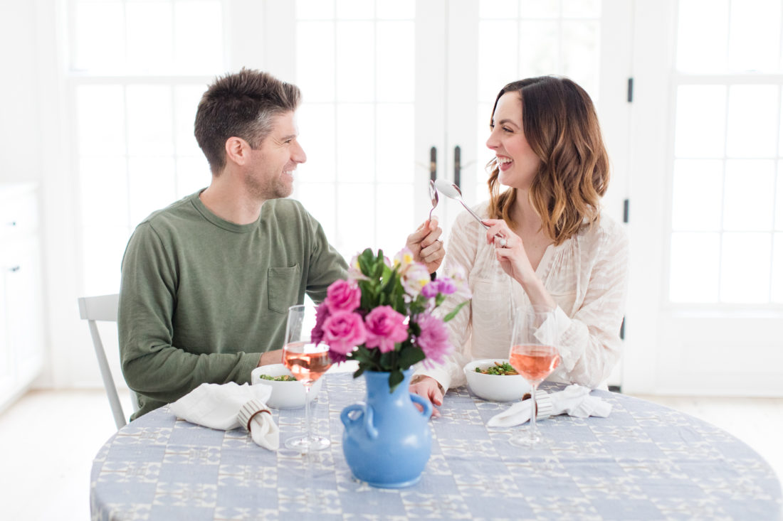 Eva Amurri Martino and Kyle Martino toast their successful Blue Apron meal