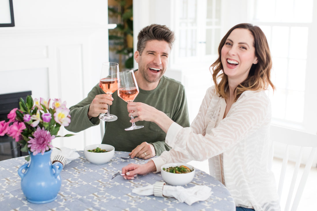 Eva Amurri Martino and Kyle Martino toast their successful Blue Apron meal