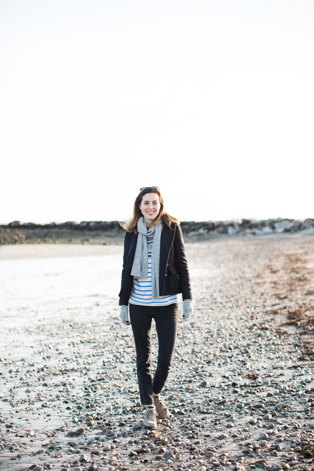 Eva Amurri Martino walks on the beach in Connecticut