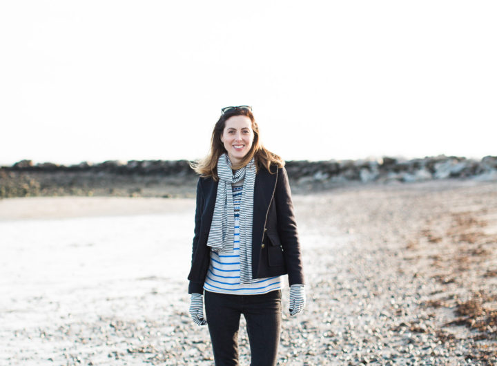 Eva Amurri Martino walks on the beach in Connecticut