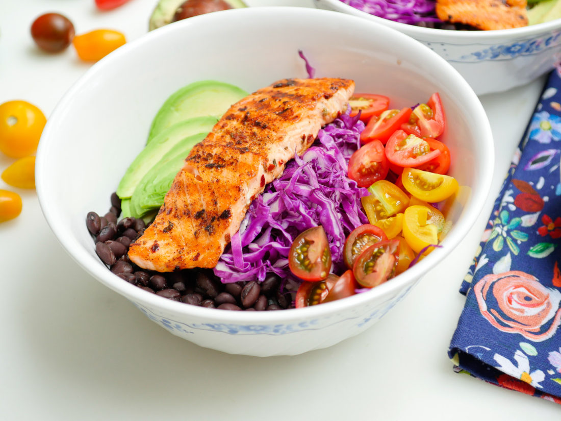 Eva Amurri Martino's colorful and healthy Mexican Spice-Rubbed Salmon Bowl