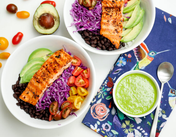 Eva Amurri Martino's colorful and healthy Mexican Spice-Rubbed Salmon Bowl