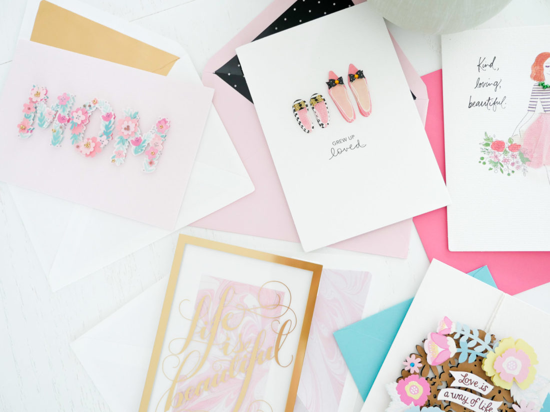 Details of the colorful Hallmark Signature mother's day greeting cards