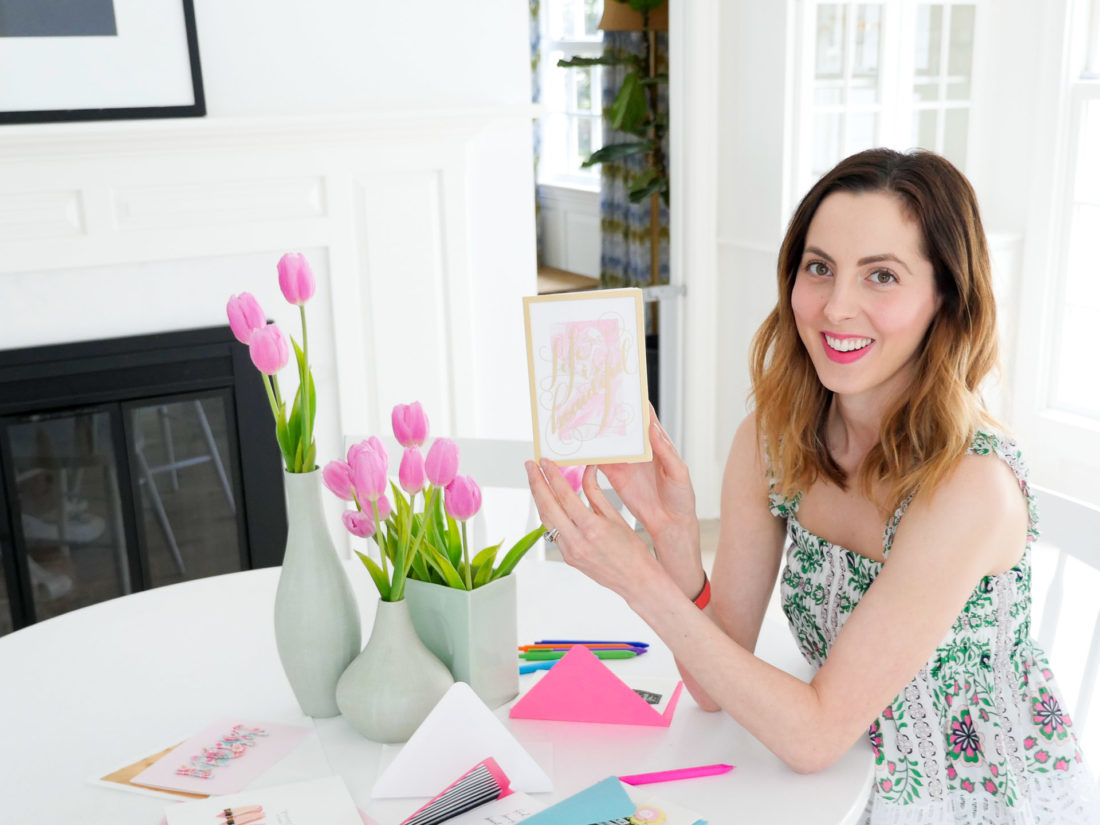 Eva Amurri Martino shows off a particularly fancy lucite Hallmark Signature Greeting Card for mother's day