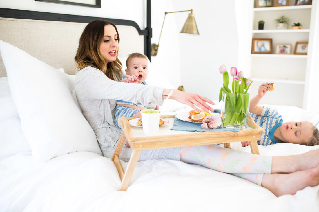 Eva Amurri Martino has both of her children on her lap for a Mother's Day breakfast in bed