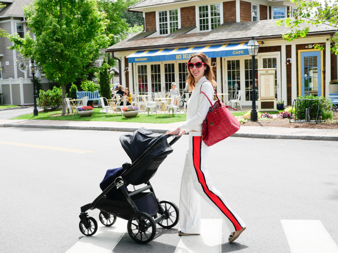Eva Amurri Martino takes her convertible Baby Jogger stroller to get coffee with her youngest child