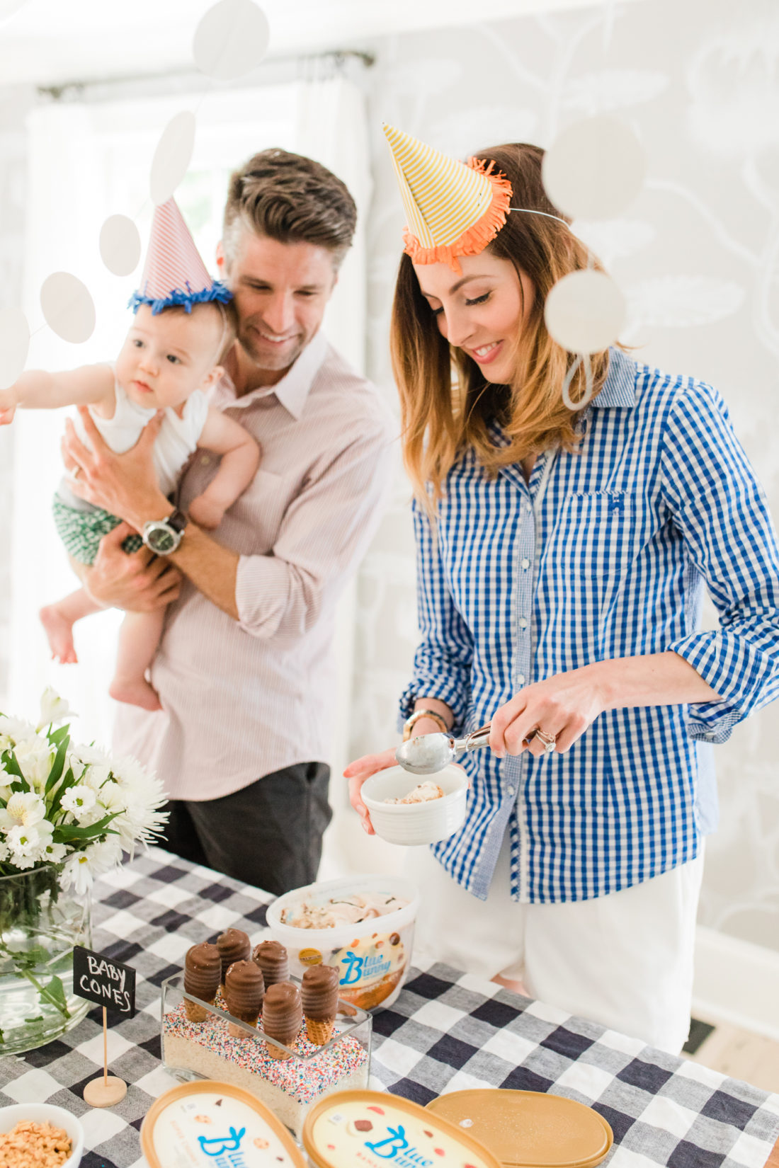 Eva Amurri Martino, her husband, children, and friends gather to celebrate a festive ice cream social with blue bunny ice cream