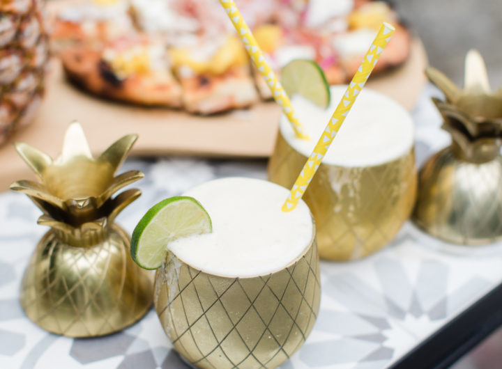 Eva Amurri Martino serves frozen Pineapple daquiris and a grilled hawaiian pizza at a Pineapple-themed happy hour at her Connecticut home