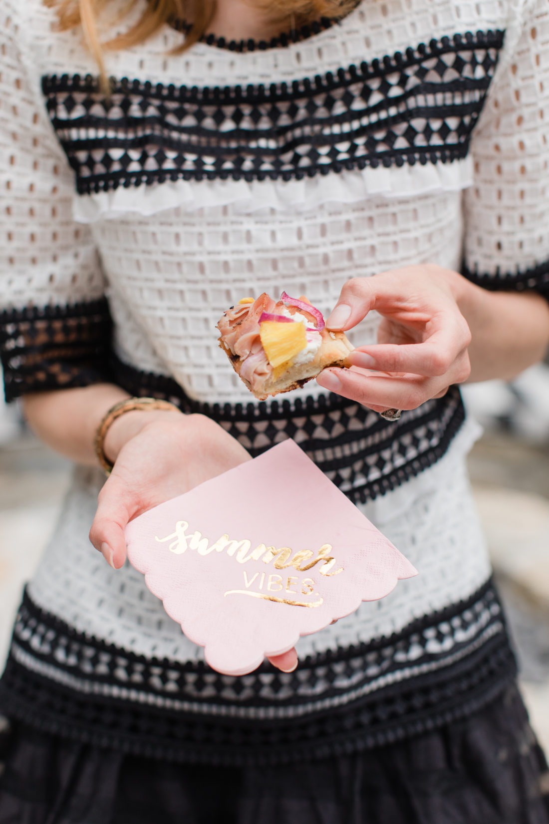 Eva Amurri Martino serves frozen Pineapple daquiris and a grilled hawaiian pizza at a Pineapple-themed happy hour at her Connecticut home