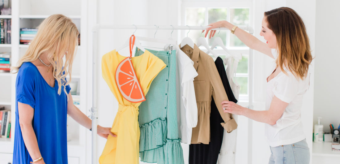 Eva Amurri Martino and Morgan Hutchinson display how to pack for a vacation with only six pieces of clothing