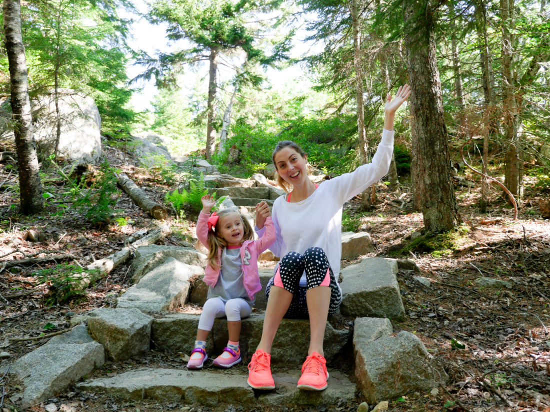 Eva Amurri Martino and Marlowe Martino set off on a hike in Acadia National park