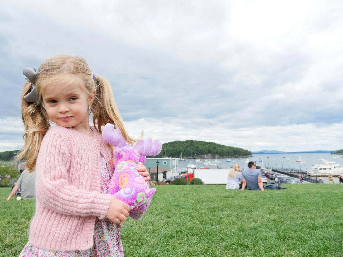 Marlowe Martino plays on the green in downtown Bar Harbor