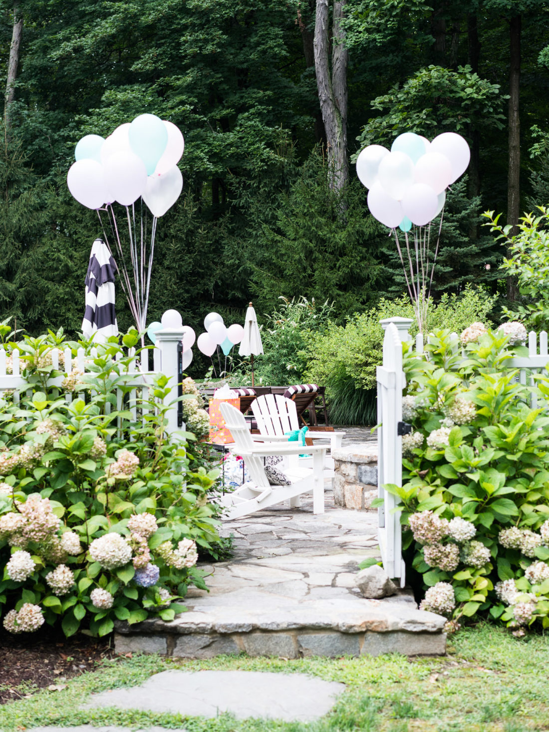 Eva Amurri Martino decorates the backyard of her Connecticut home for daughter Marlowe's 3rd birthday party with a Sharks vs. Mermaids theme