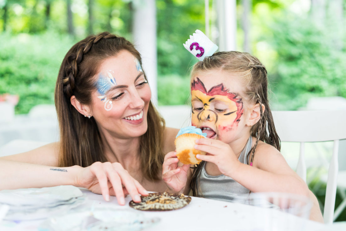 Marlowe Martino digs in to a birthday cupcake at her third birthday party