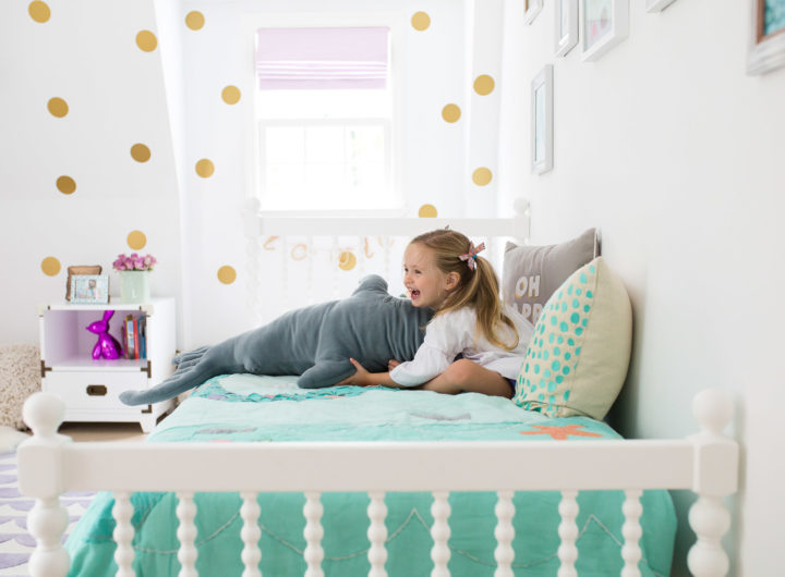 Eva Amurri Martino shares the new design of her three year old daughter's Connecticut mermaid bedroom with the added big girl bed instead of a crib