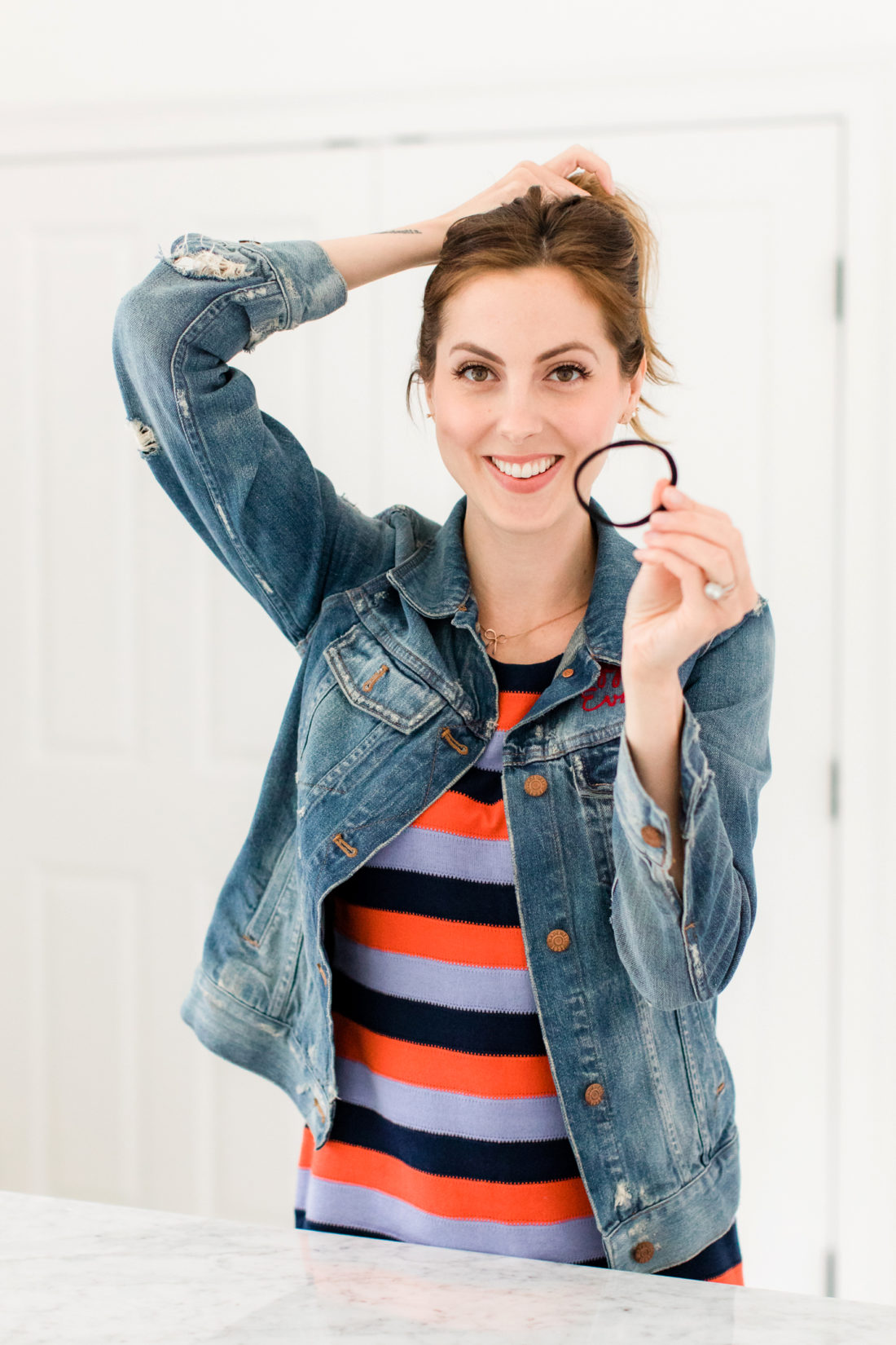 Eva Amurri Martino puts her hair up in to a high bun