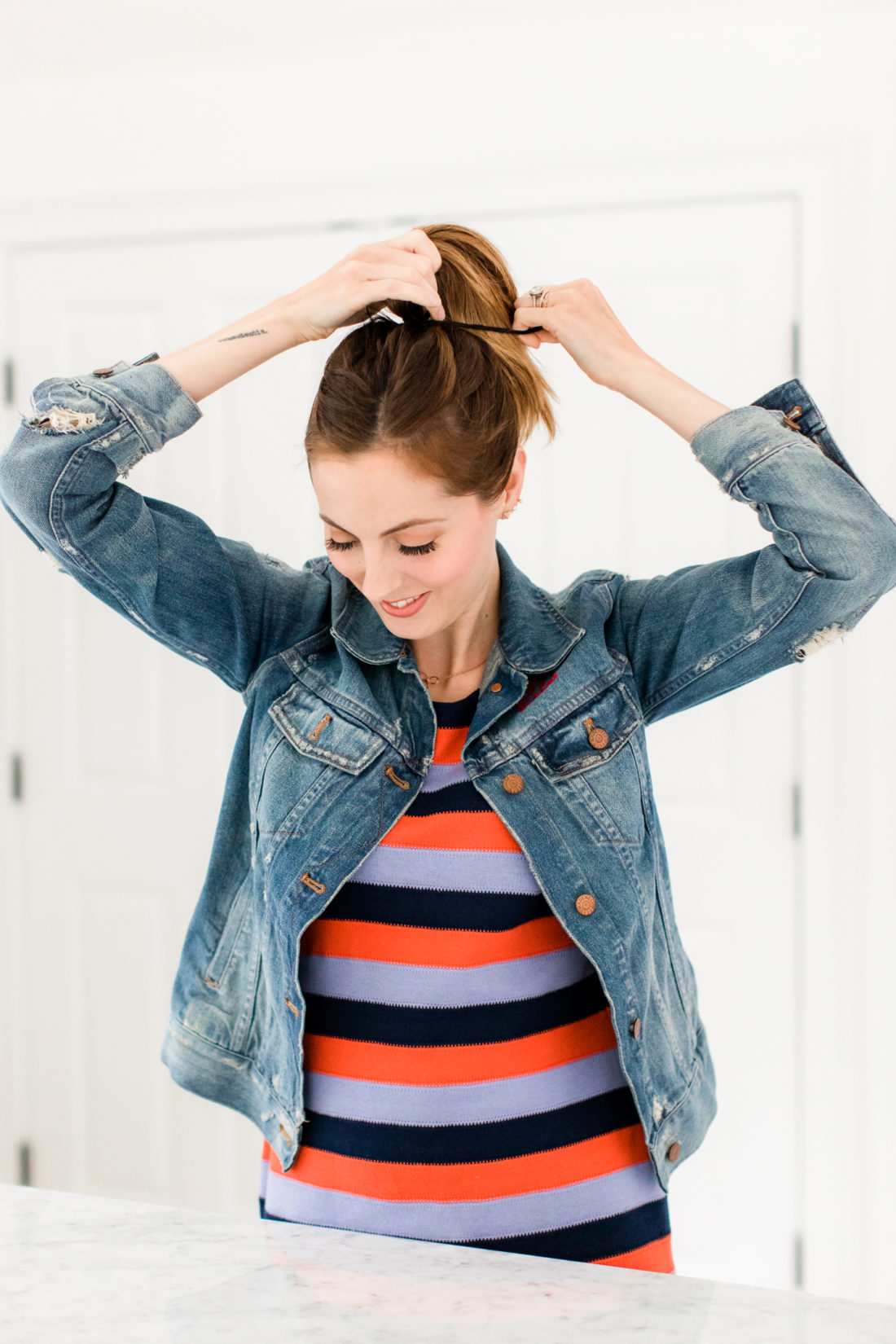 Eva Amurri Martino puts her hair up in to a high bun