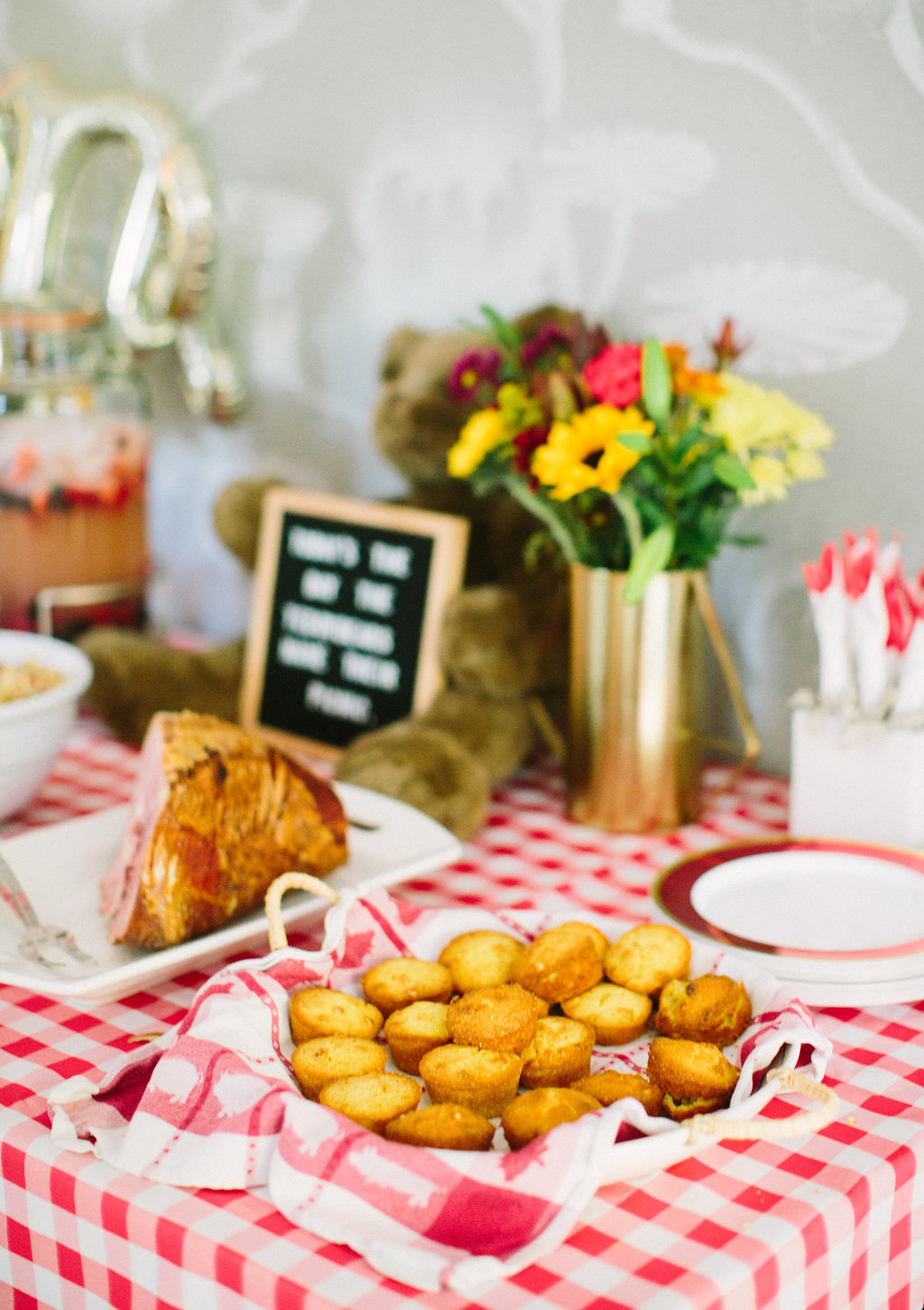 Cornbread muffins on the buffet at Major Martino's first birthday party