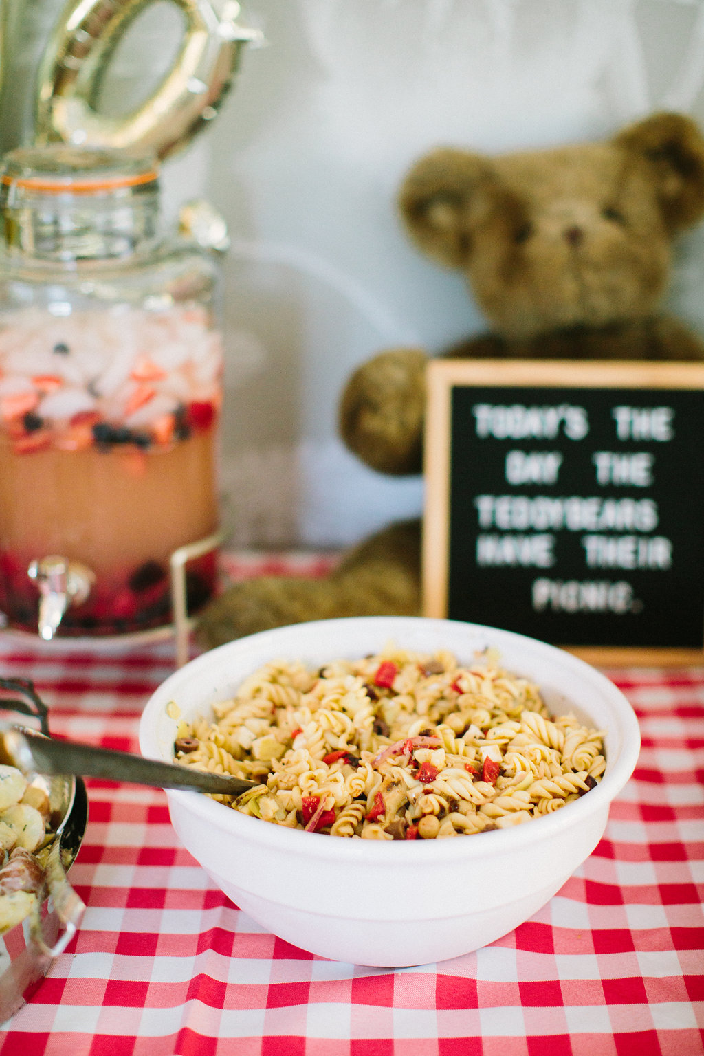 Pasta salad on the buffet at Major Martino's first birthday party