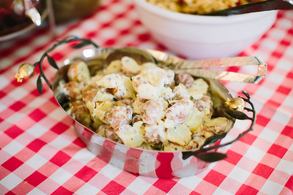 potato salad on the buffet at Major Martino's first birthday party