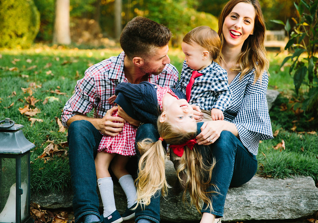 Eva, Kyle, Marlowe, and Major Martino celebrate Major's first birthday at their home in Connecticut