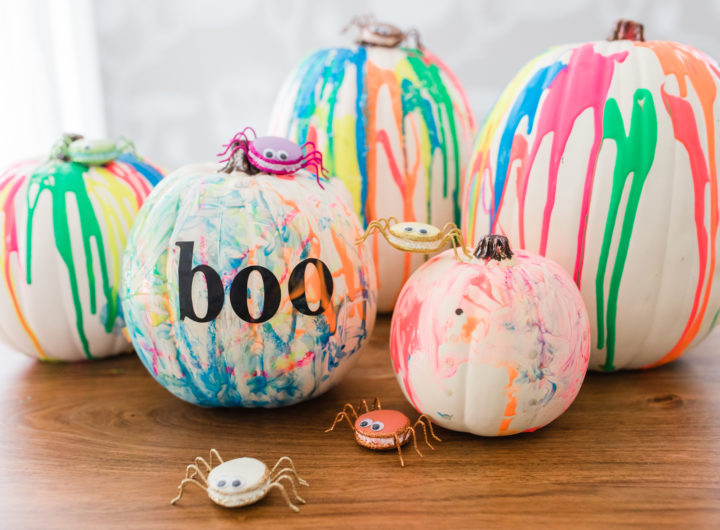 Eva Amurri Martino makes DIY technicolor pumpkins for Halloween with her two toddler children
