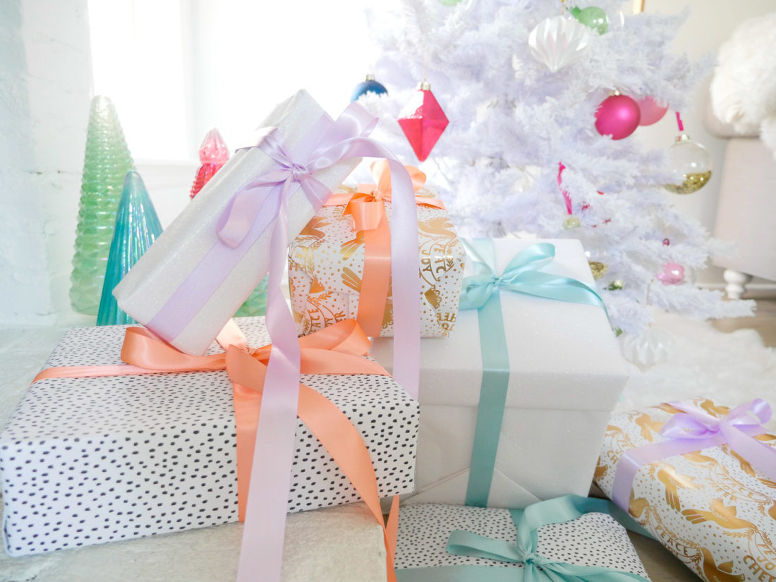 Eva Amurri Martino shares a selection of colorfully wrapped presents as a part of her holiday gift guides