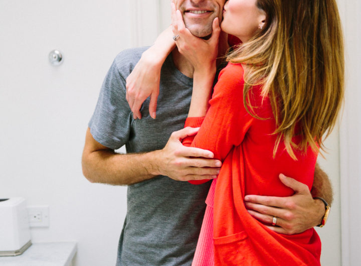 Eva Amurri Martino kisses freshly shaved husband Kyle Martino on the cheek in the bathroom of their Connecticut home