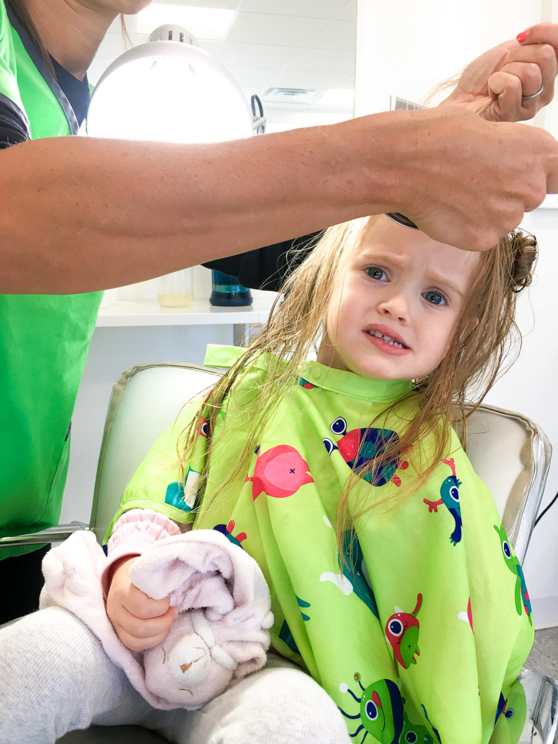 Marlowe Martino gets her hair treated for lice at a special salon in Connecticut
