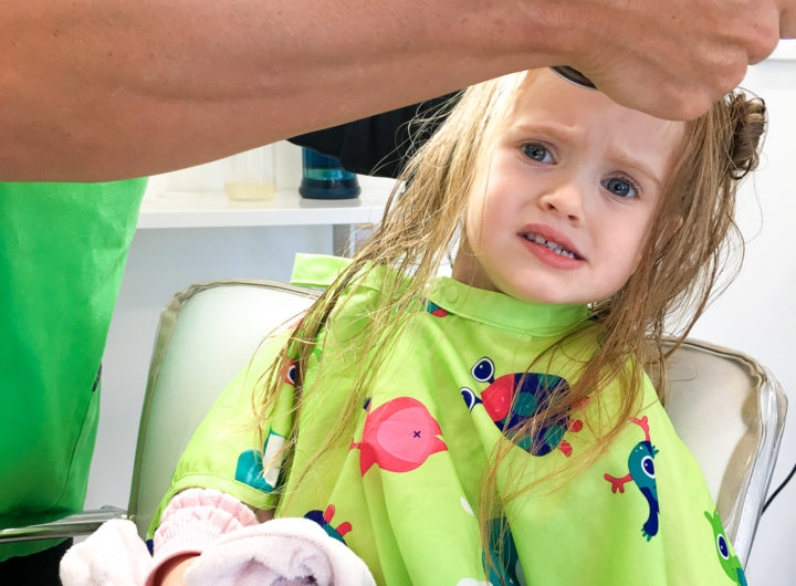 Marlowe Martino gets her hair treated for lice at a special salon in Connecticut