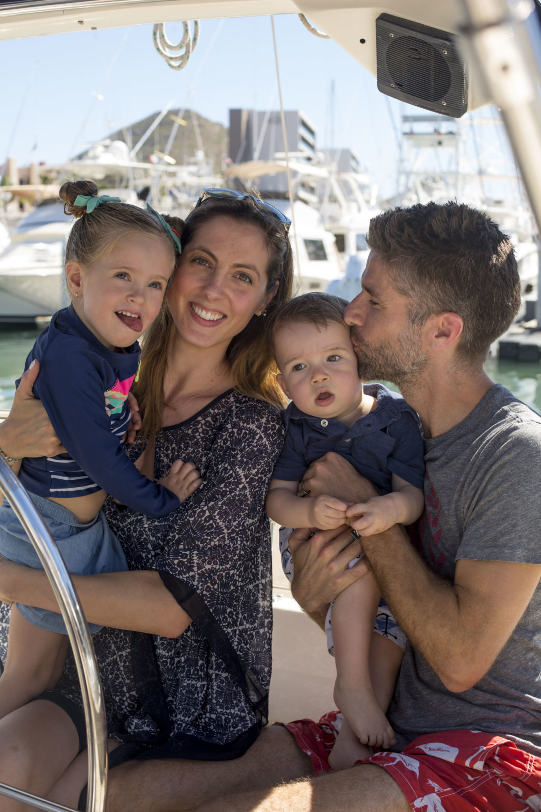 Eva Amurri Martino, Kyle Martino, Marlowe Martino, and Major Martino go on a sailboat excursion while on vacation in Los Cabos, Mexico