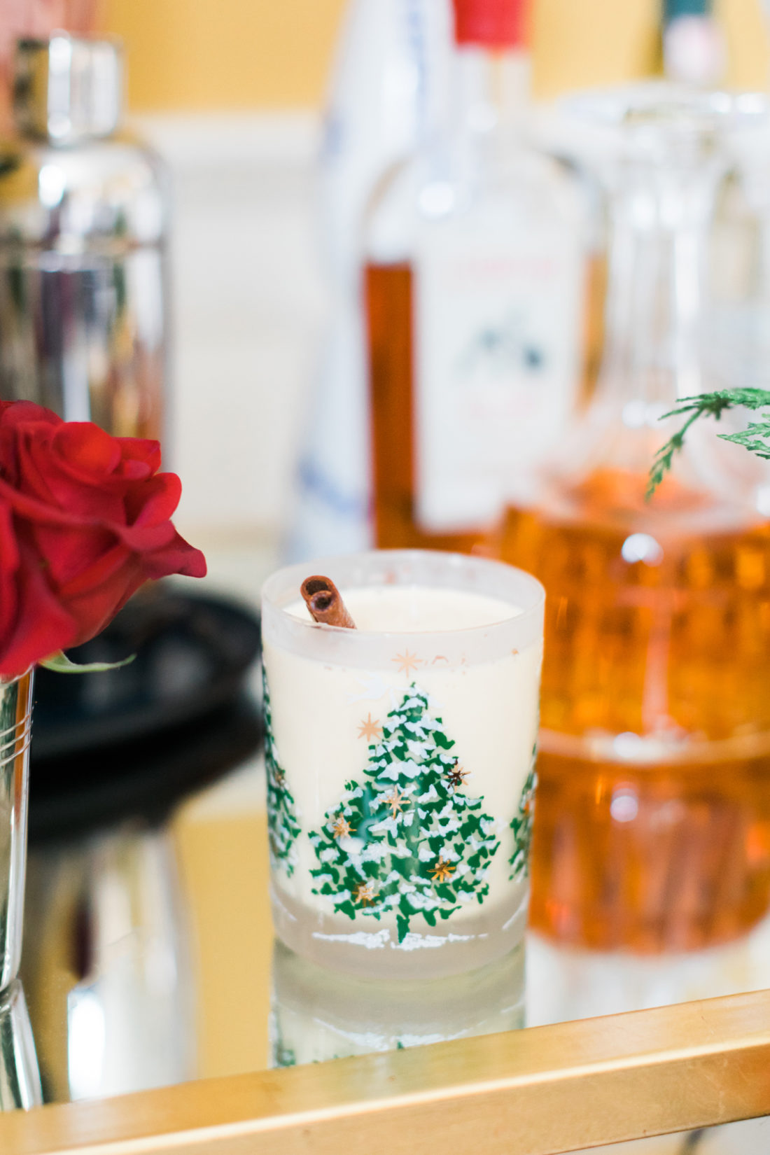 Eva Amurri Martino shares a glass of eggnog as part of her classic christmas cocktail party