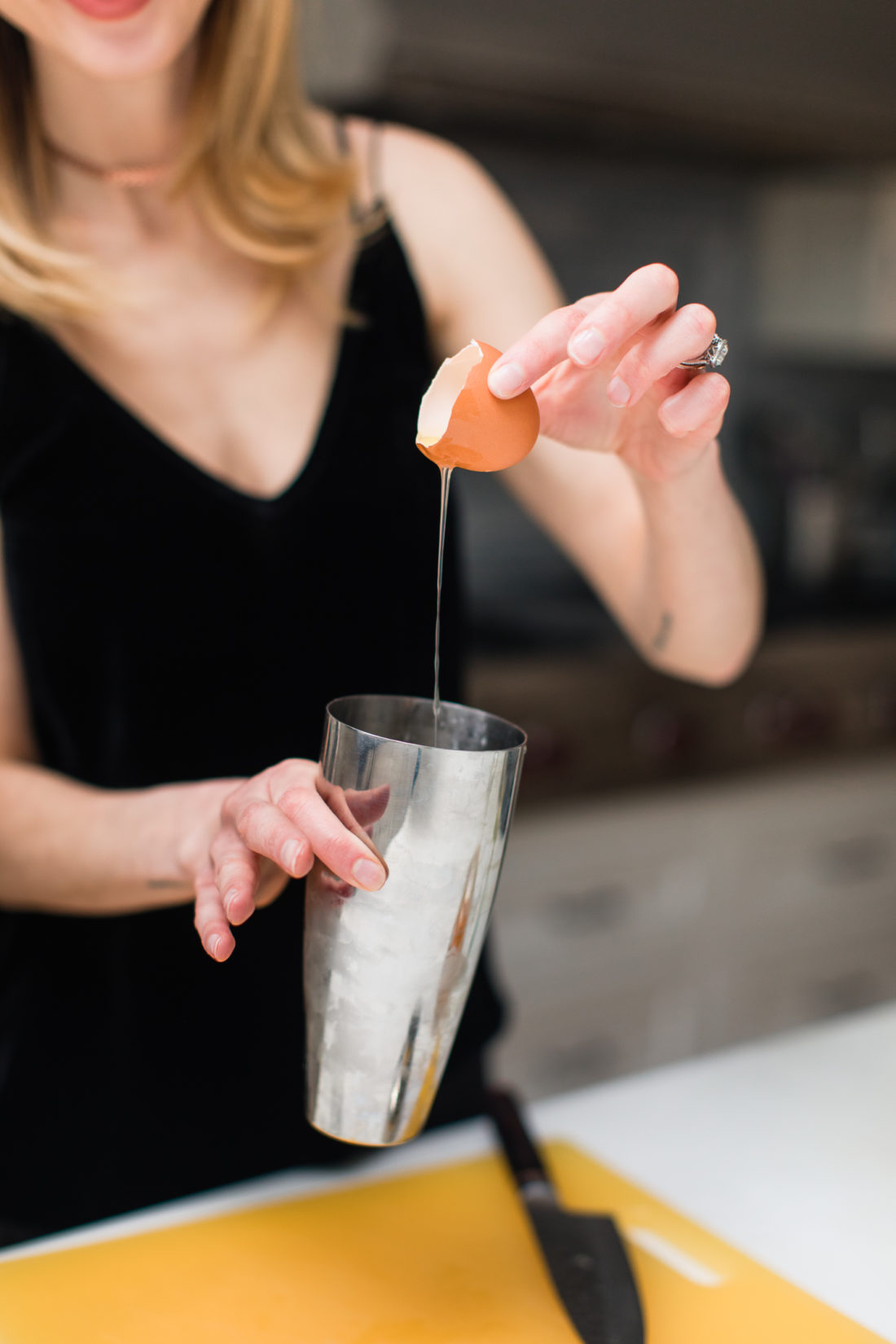 Eva Amurri Martino adds a splash of egg white to a whiskey sour